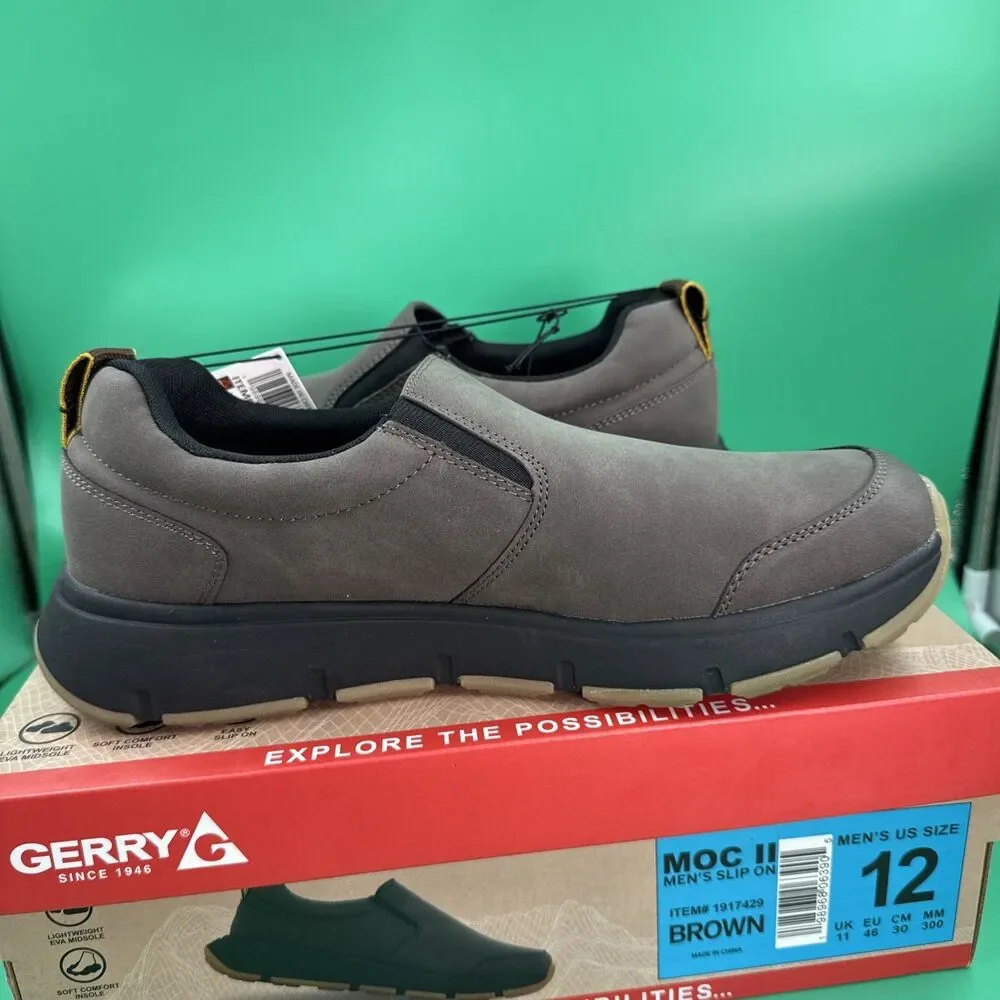 Gerry MOC II Men's Slip On Soft Lightweight Brown Shoes Size 12